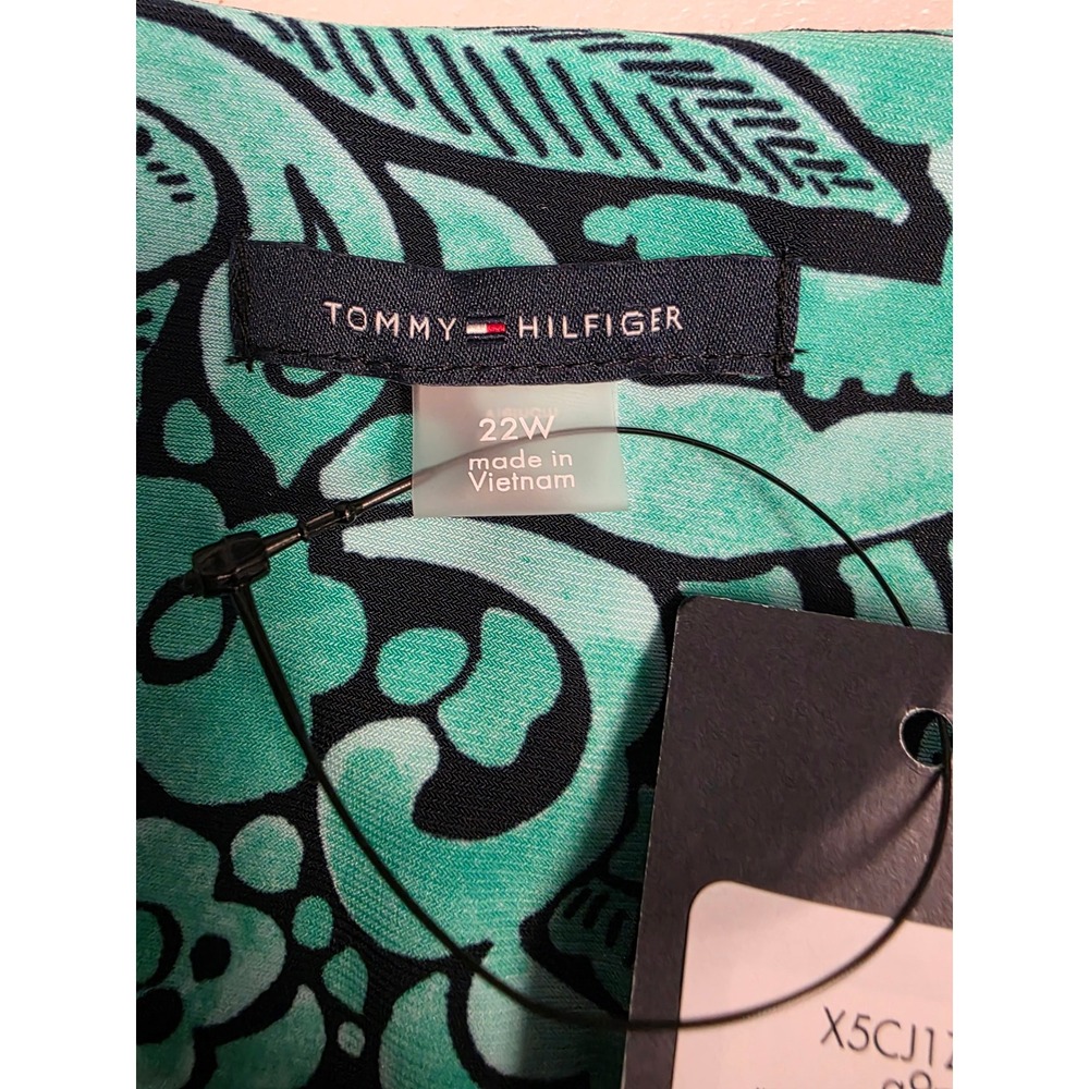 Tommy Hilfiger Green Paisley Floral Button Shoulder Shift Dress 22W - Picture 3 of 6